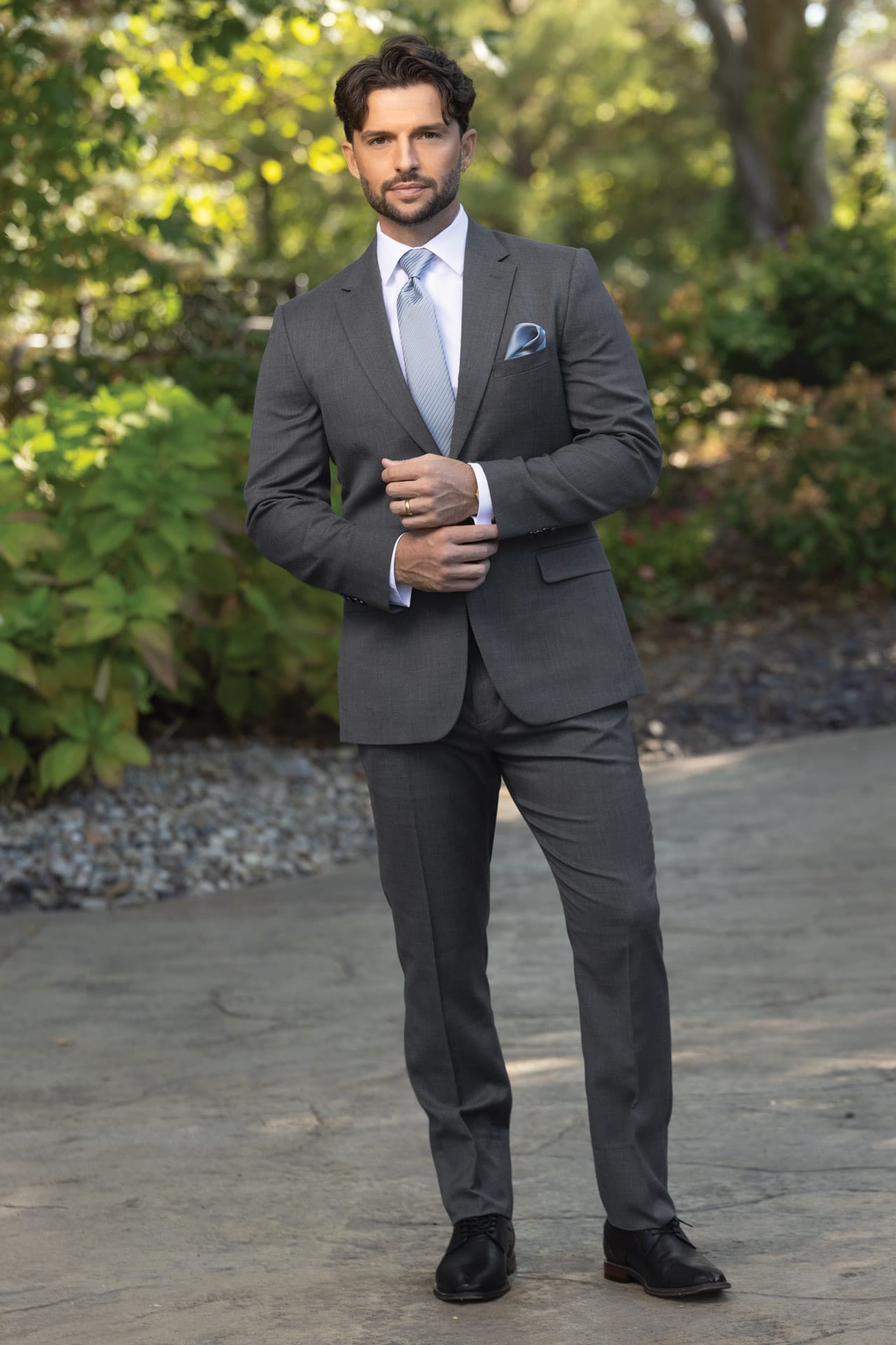 formal dress coat Slate Grey Stretch Slim Fit Suit Coat
