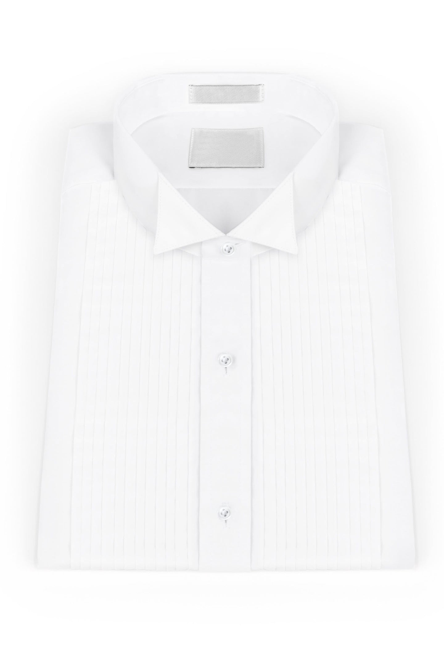 White Pleated Wing Collar Tuxedo Shirt