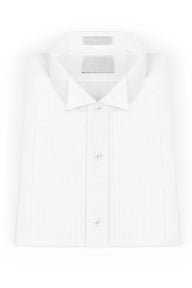 White Pleated Wing Collar Tuxedo Shirt