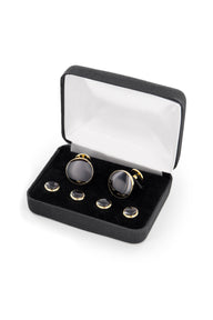 Gold & Onyx Cufflink & Stud Set