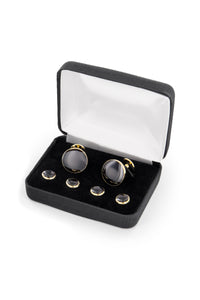 Gold & Onyx Cufflink & Stud Set