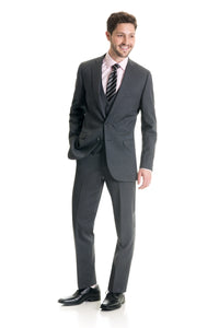 Grey Slim Fit Suit Coat - Super 120's - Full Suit Front Three Quarter