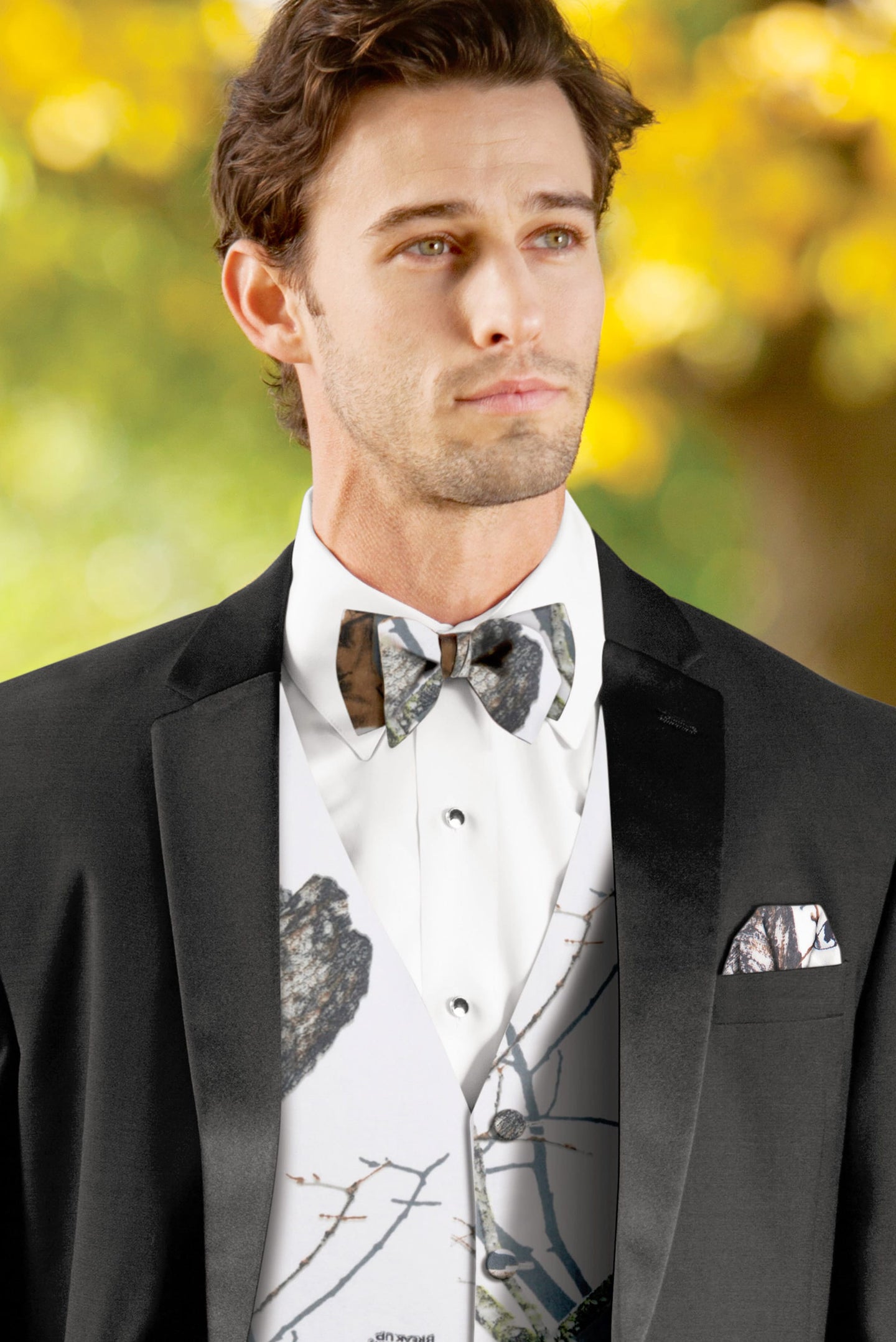 Mossy Oak White Camouflage Bow Tie