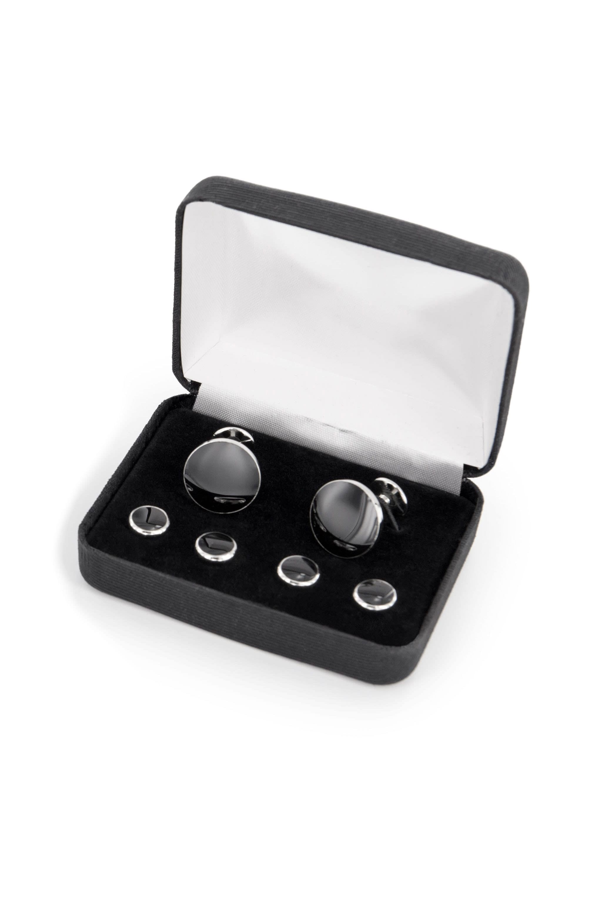 Silver & Onyx Cufflink & Stud Set