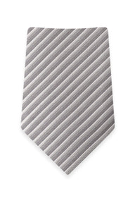 Striped Silver Self-Tie Windsor Tie