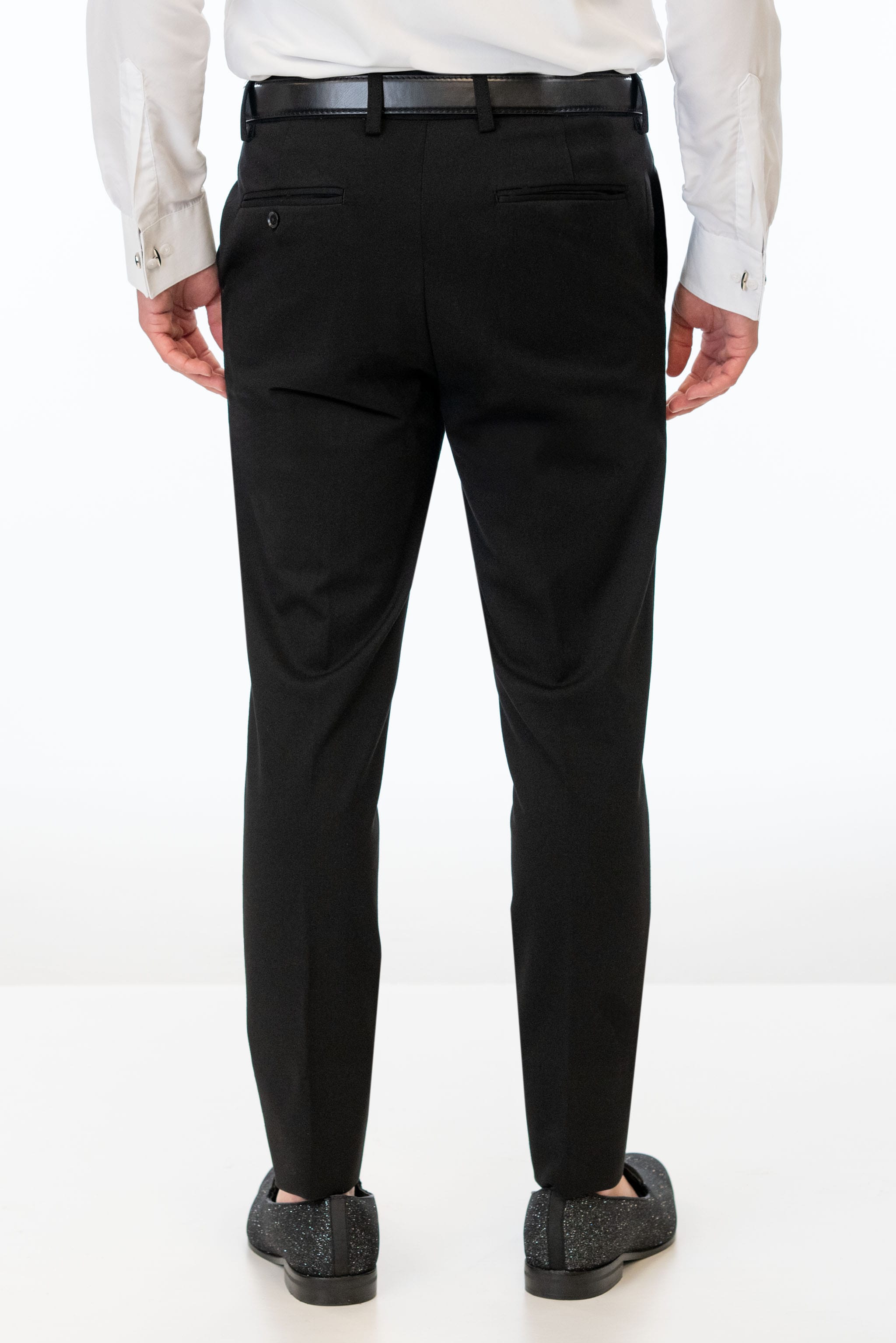 Back of Black Euro Slim Fit Pants