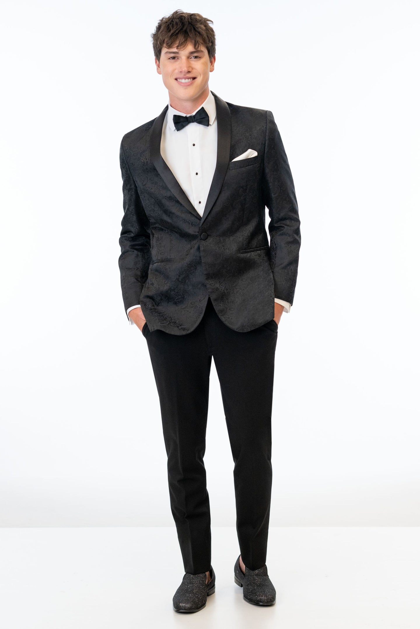 Black Paisley Slim Fit Tuxedo Coat