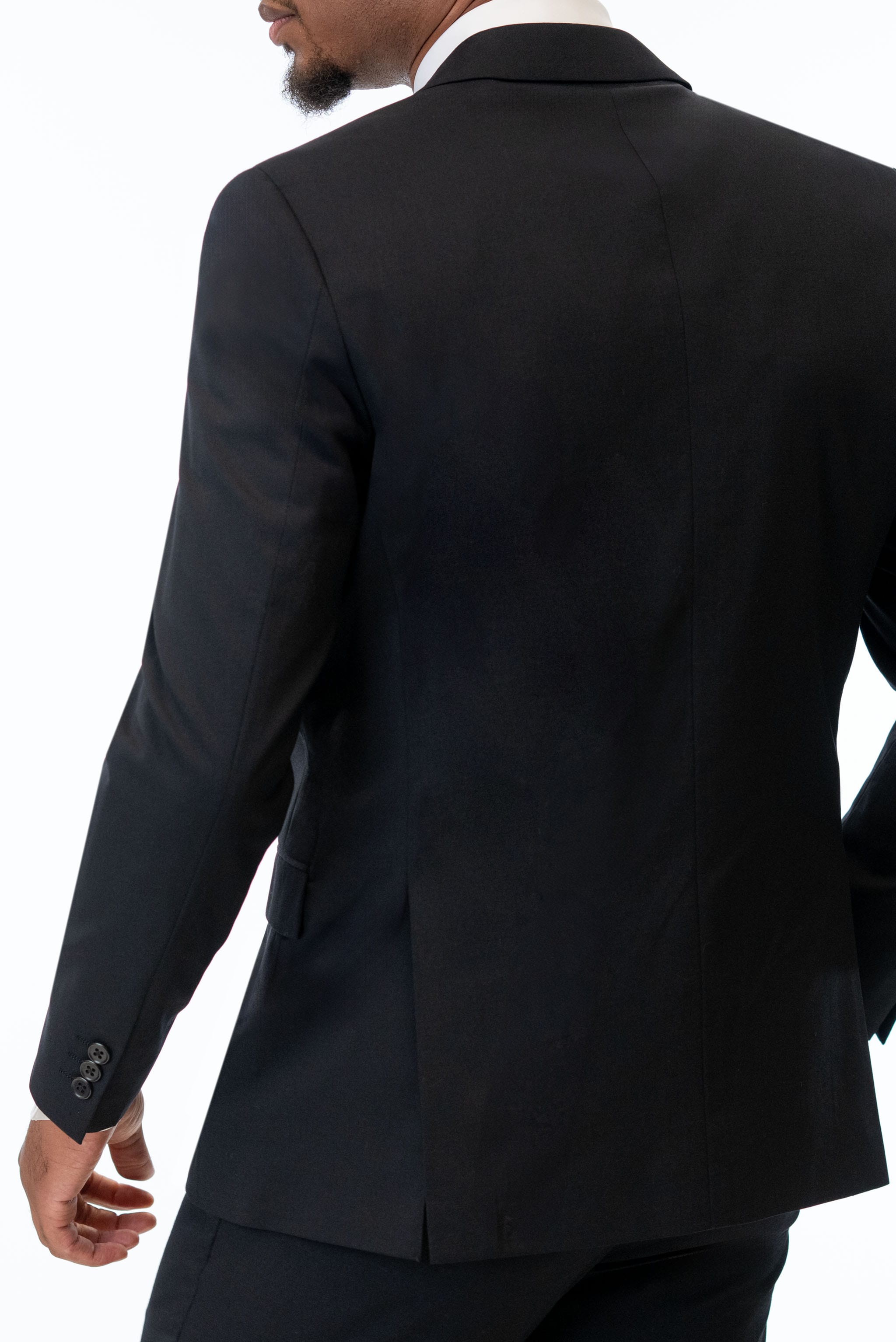 Black Performance Stretch Suit Coat back