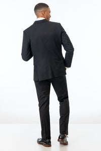 back view of man wearing Black Stretch Slim Fit Suit 