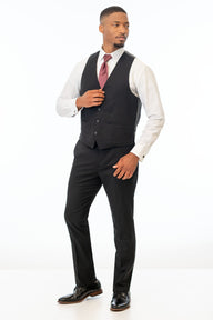 man wearing Black Stretch Slim Fit pants and vest