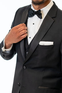 close up details of Black Stretch Slim Fit Tuxedo