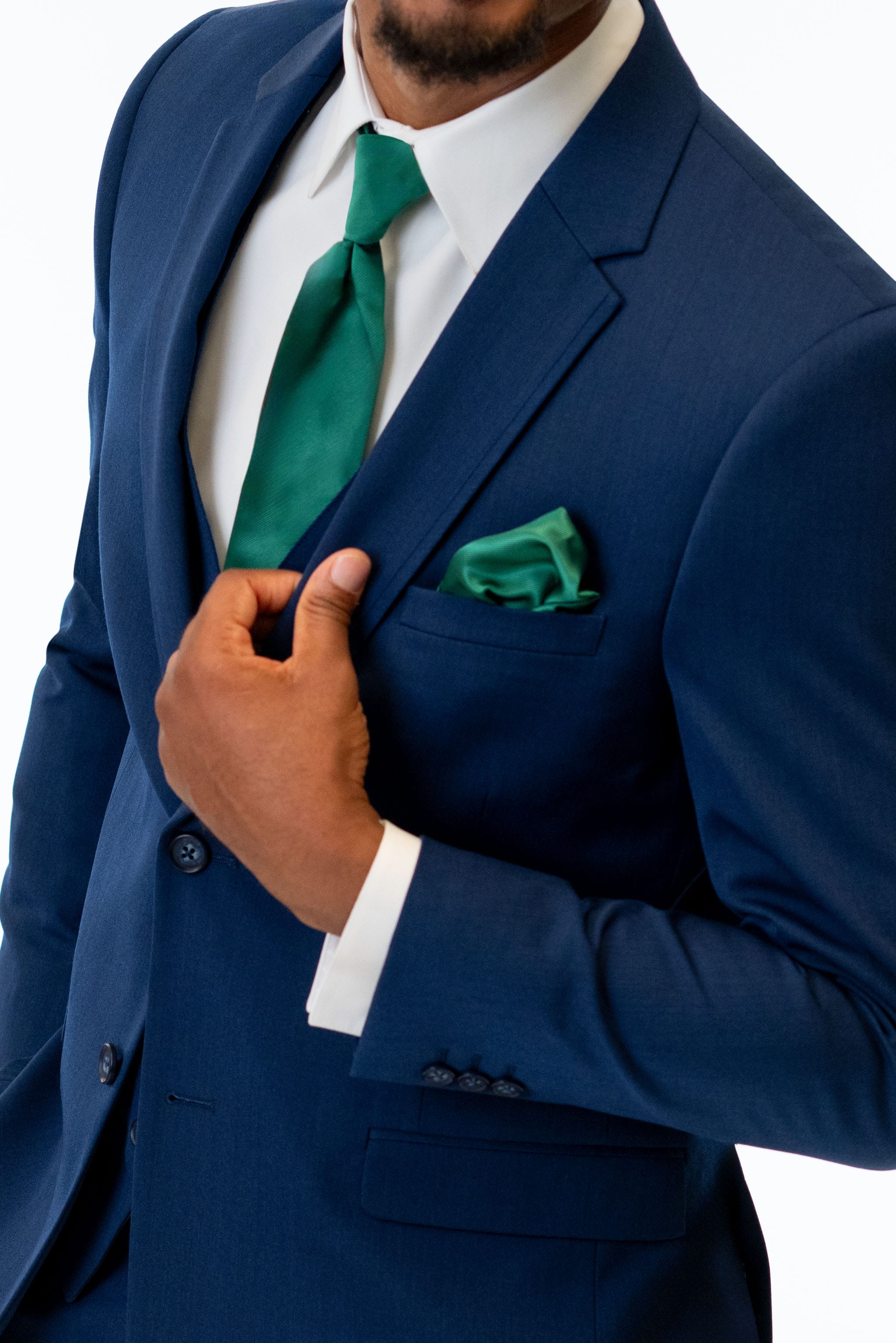 close up details of Blue Performance Stretch Slim Fit Suit
