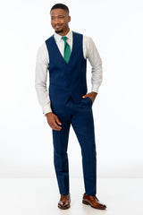 man wearing Blue Performance Stretch Slim Fit Suit pants and vest