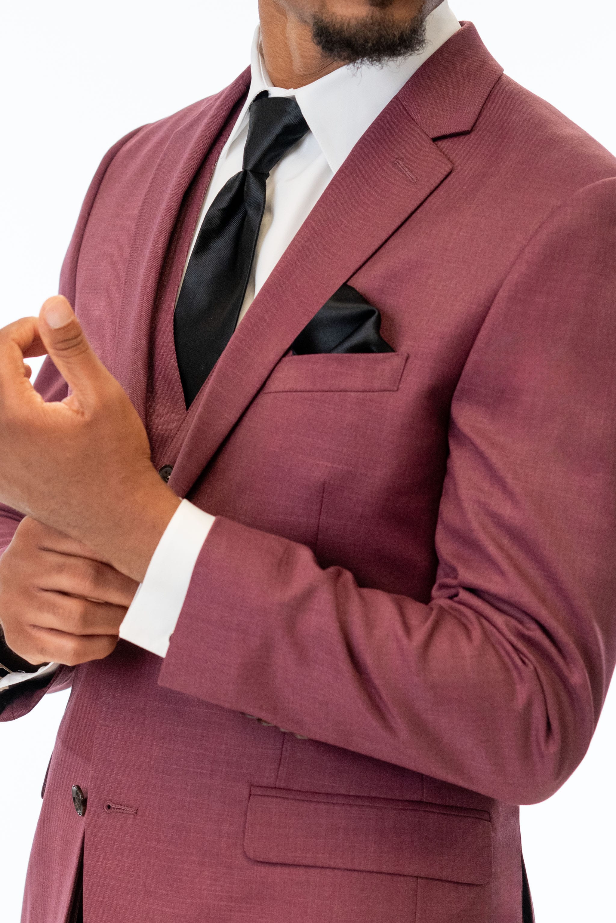 close up details of Brick Stretch Slim Fit Suit