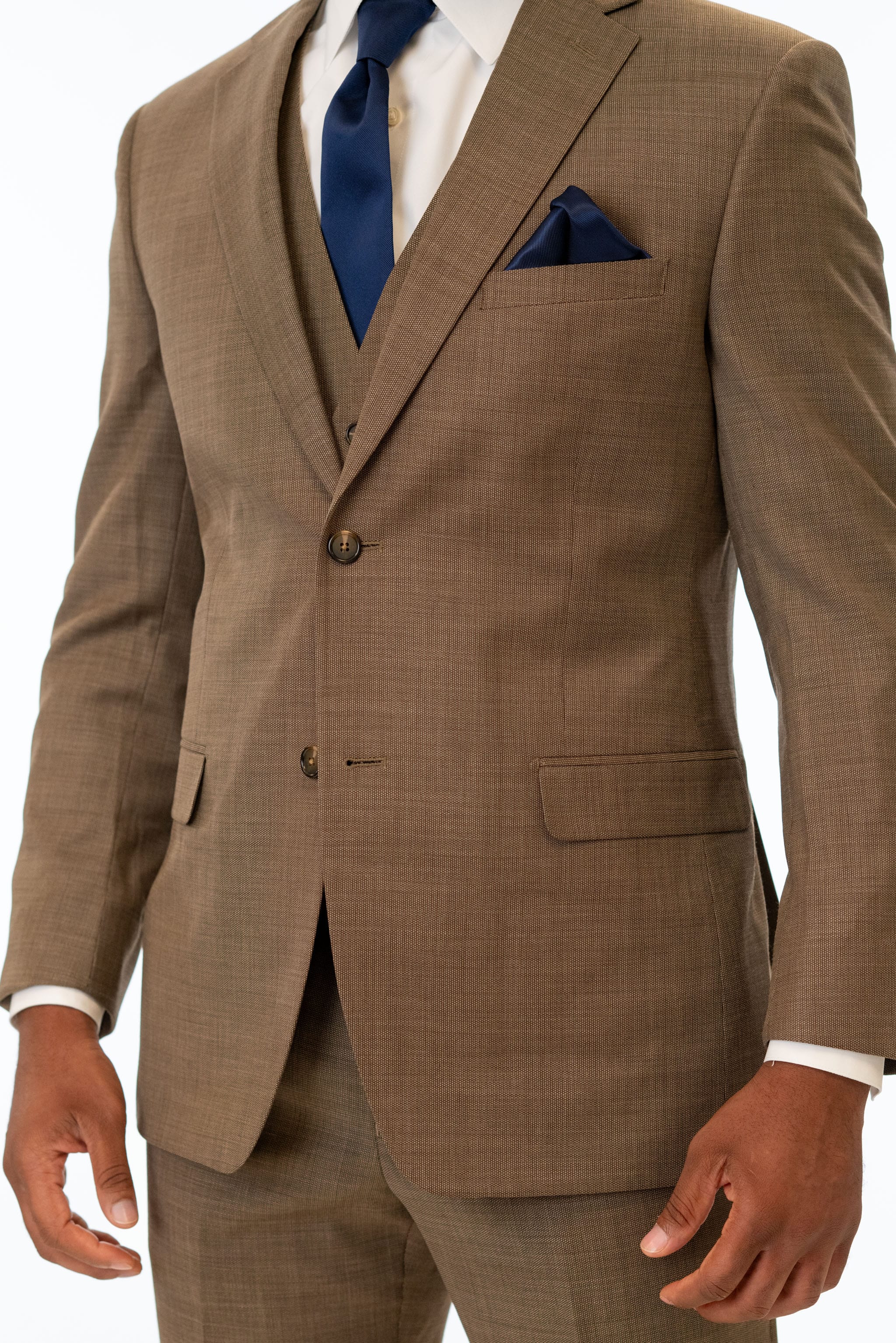 close up details of Brown Archer Slim Fit Suit