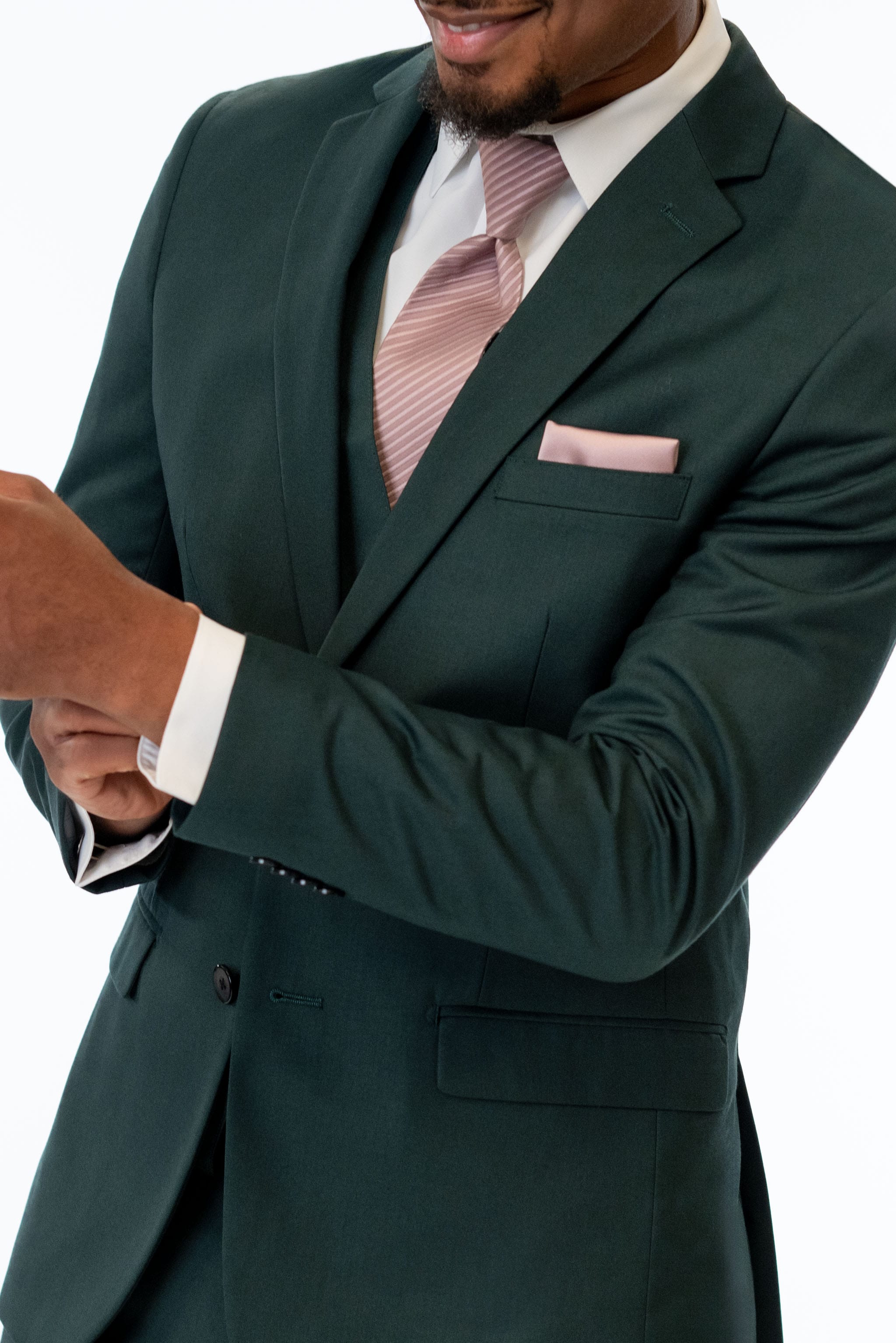 close up details of Dark Green Stretch Slim Fit Suit