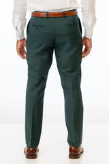 Back of Dark Green Stretch Slim Fit Suit Pants