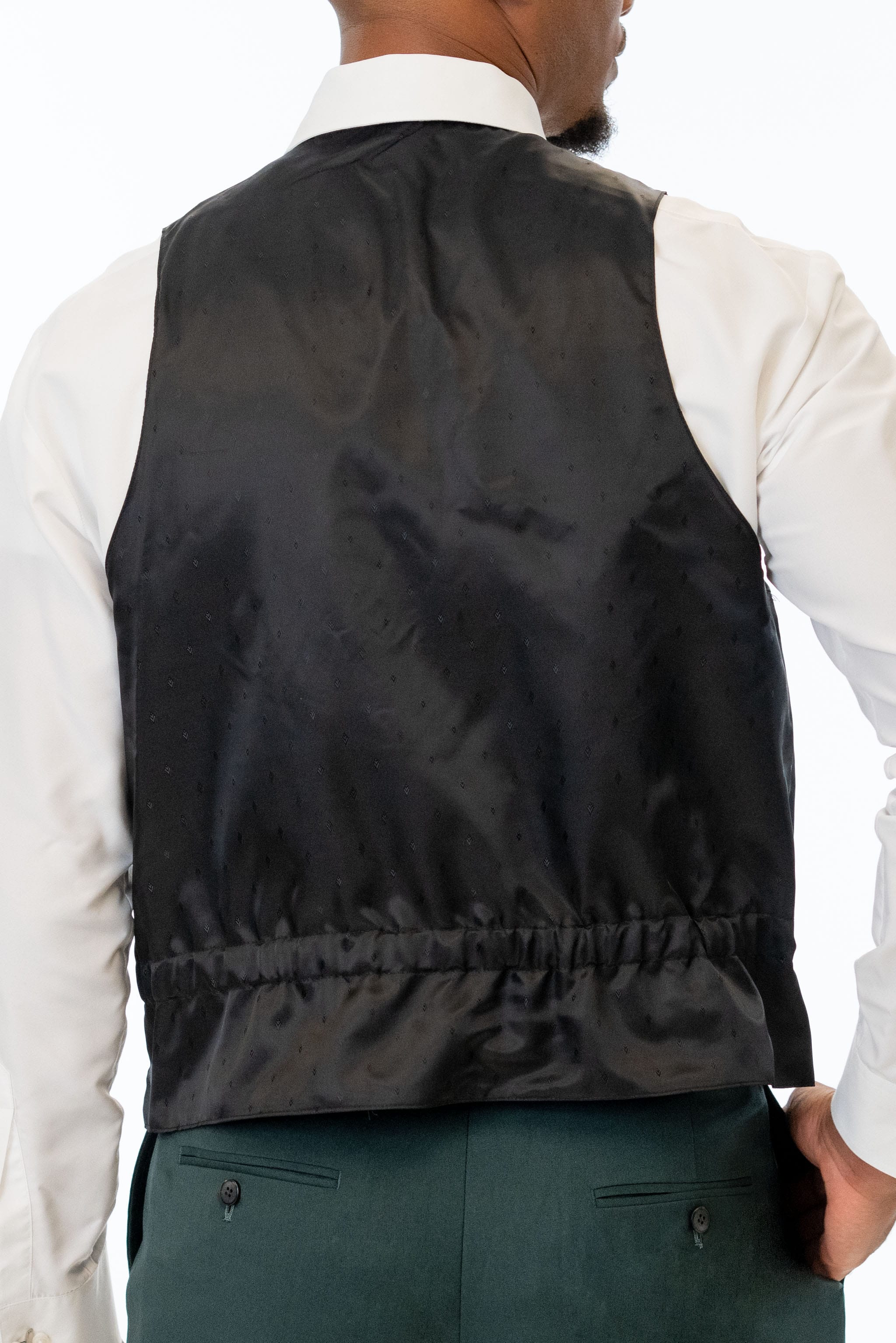 Back of Dark Green Stretch Vest