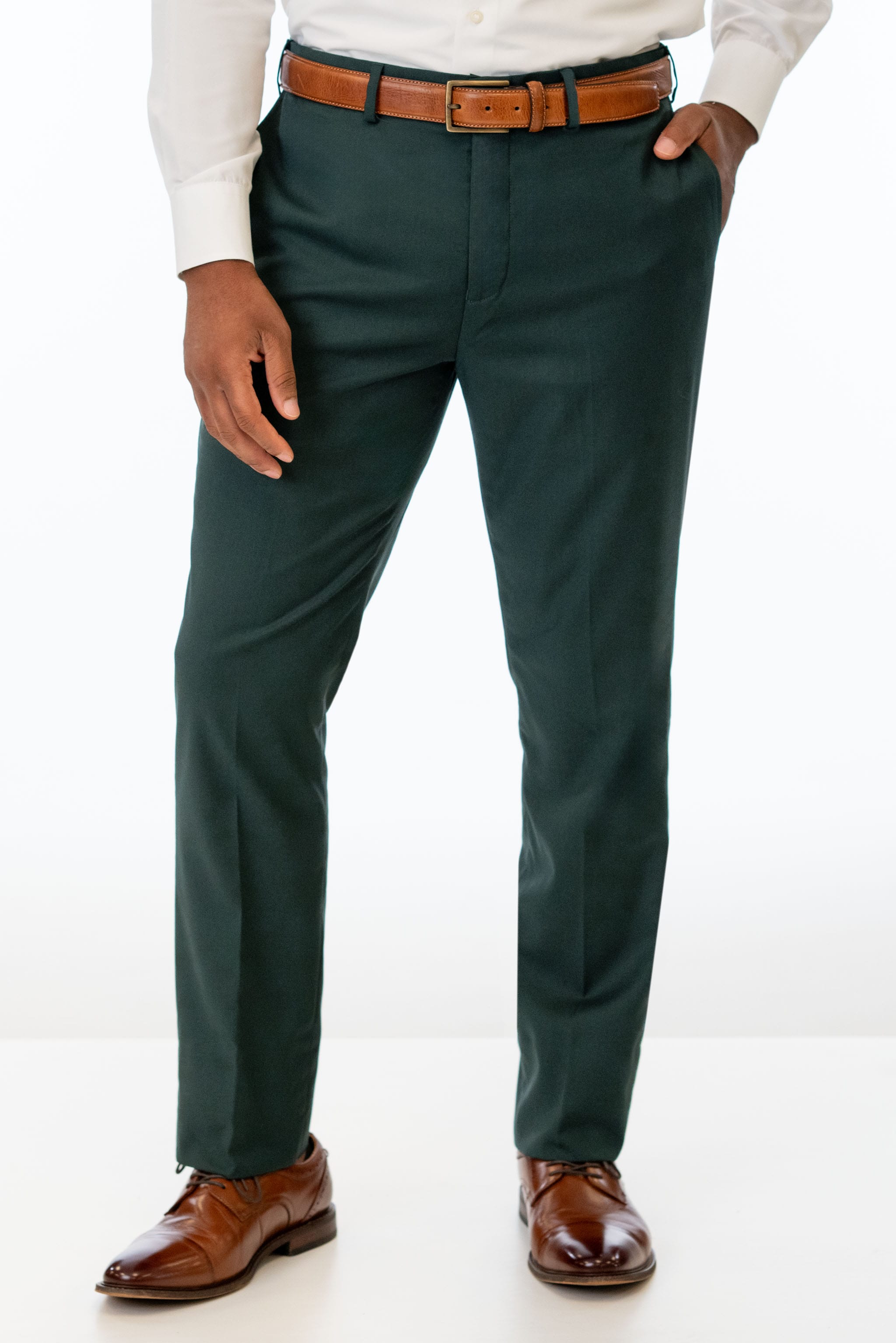 Dark Green Stretch Slim Fit Suit Pants