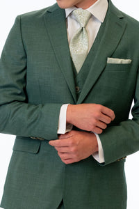 close up details of Forest Green Stretch Slim Fit Suit