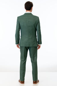 back view of man wearing Forest Green Stretch Slim Fit Suit 