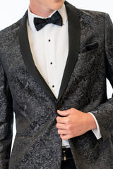 close up details of Granite Paisley Slim Fit Tuxedo Coat