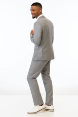 back view of man wearing Heather Grey Clayton Slim Fit Suit 