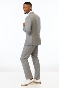 back view of man wearing Heather Grey Clayton Slim Fit Suit 
