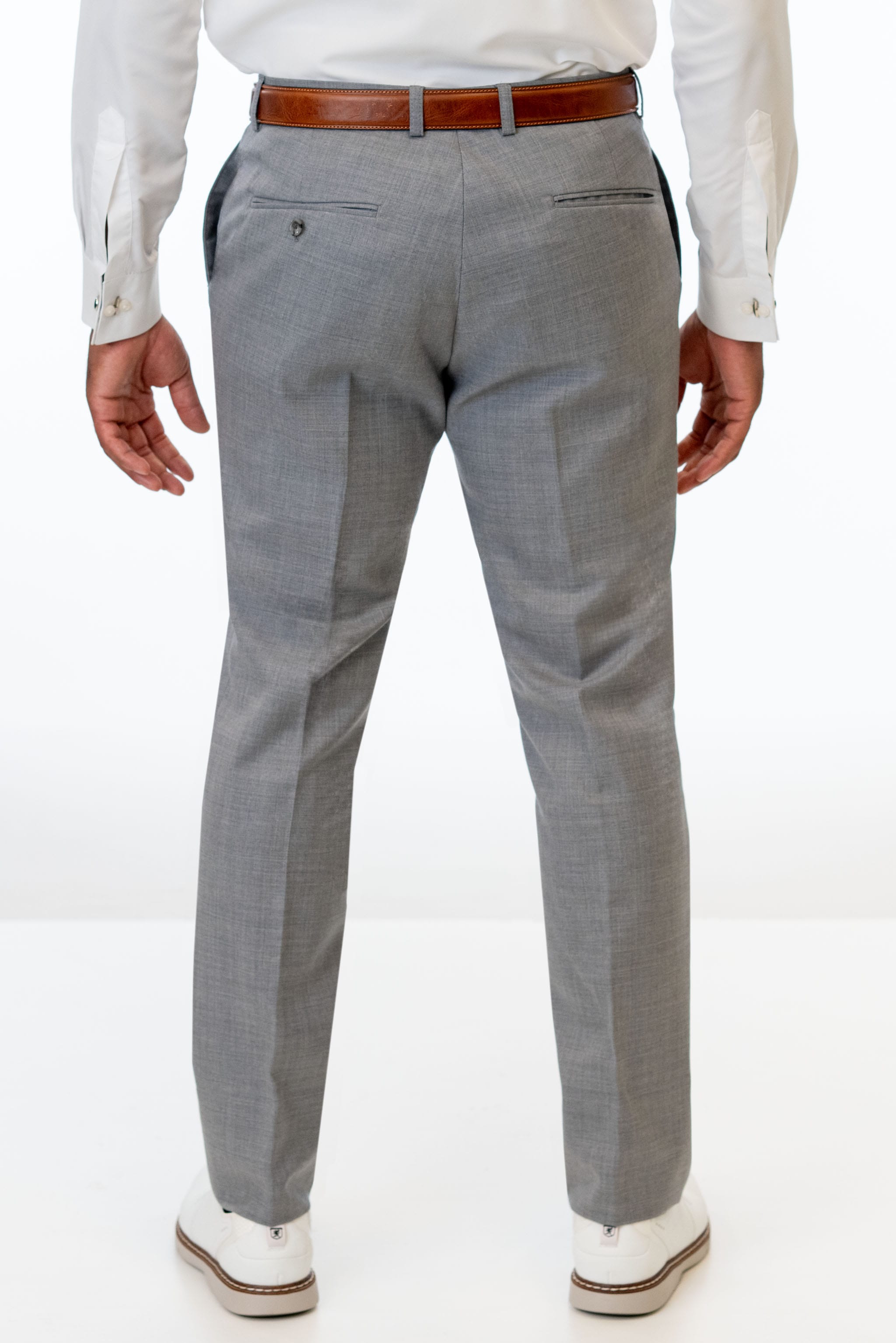 Back of Heather Grey Slim Fit Suit Pants
