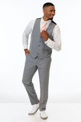 man wearing Heather Grey Clayton Slim Fit Suit pants and vest