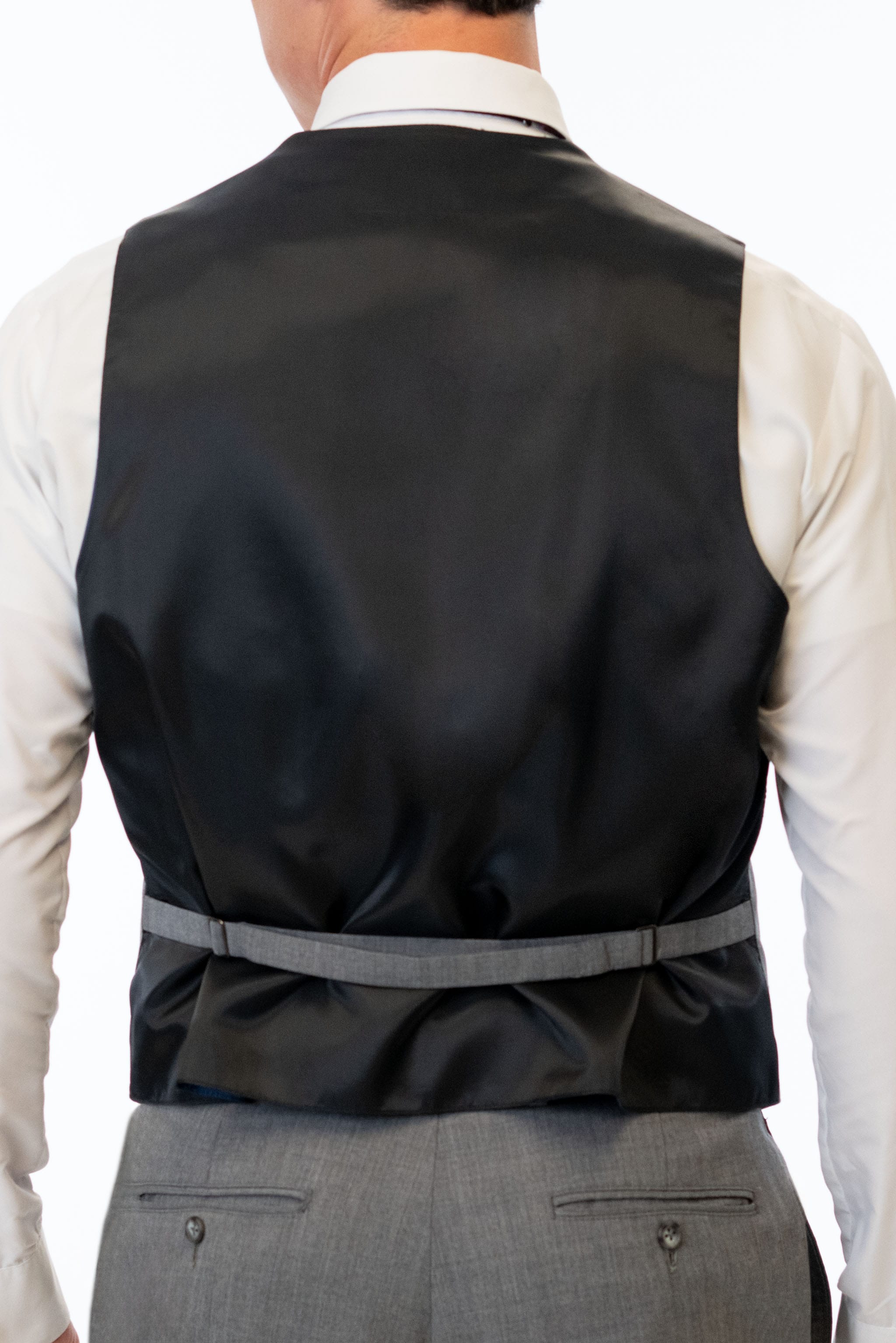 Back of Medium Grey Performance Stretch Vest