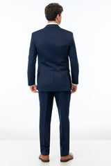back view of man wearing Navy Sterling Slim Fit Suit 