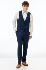 man wearing Navy Sterling Slim Fit Suit pants and vest
