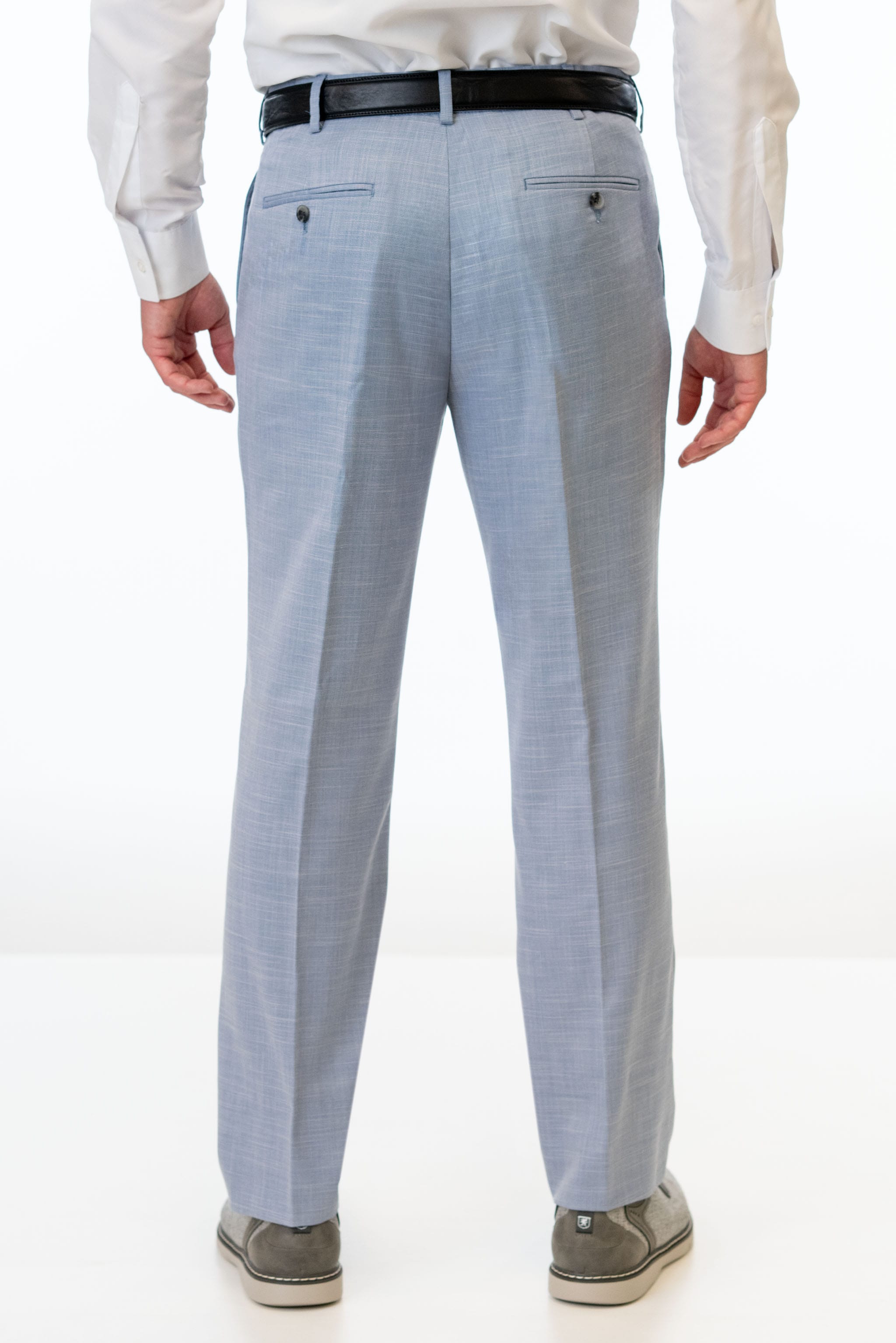 Back of Oxford Blue Stretch Slim Fit Suit Pants