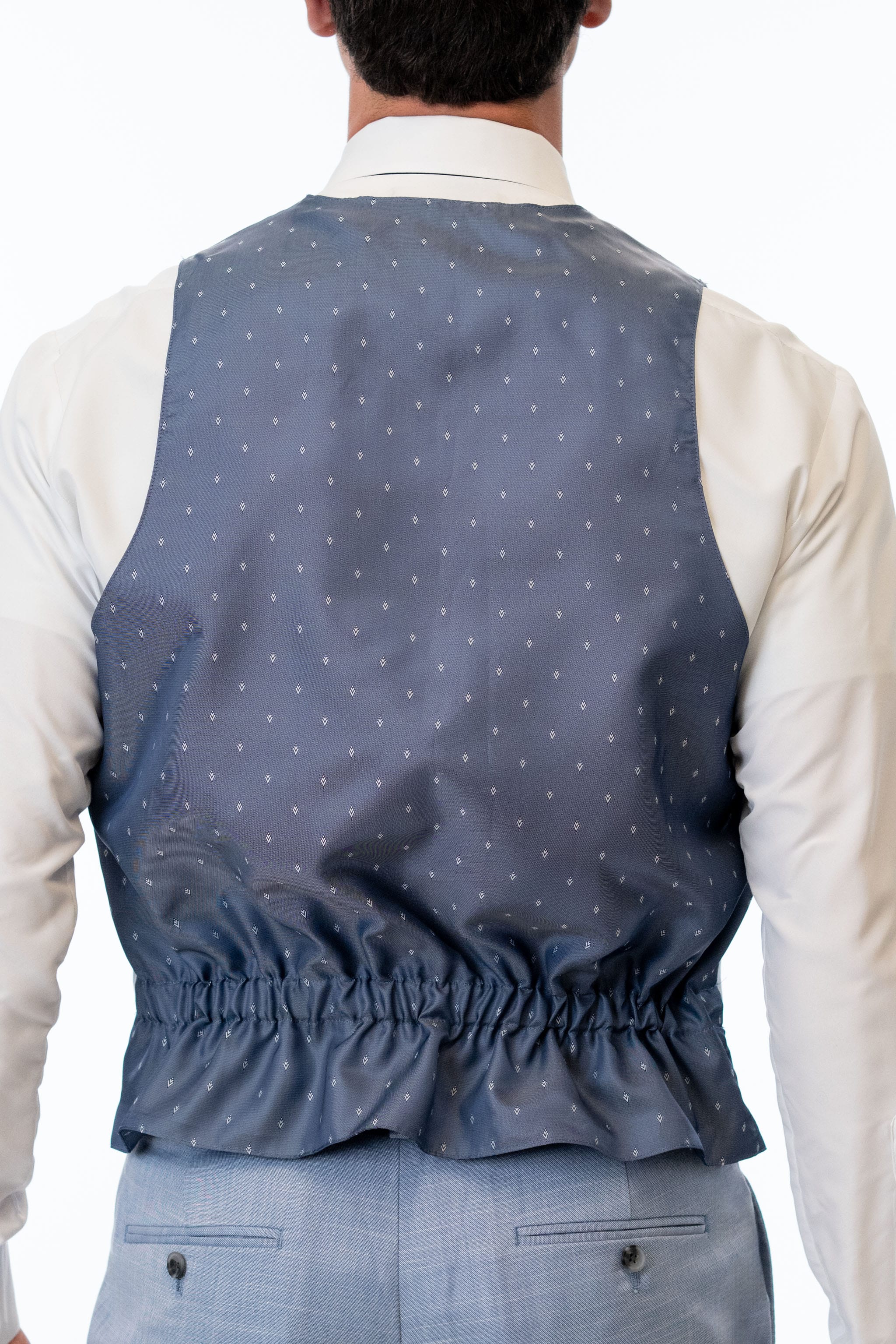 Back of Oxford Blue Stretch Vest