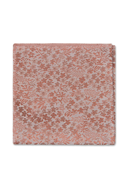 coral floral pocket square