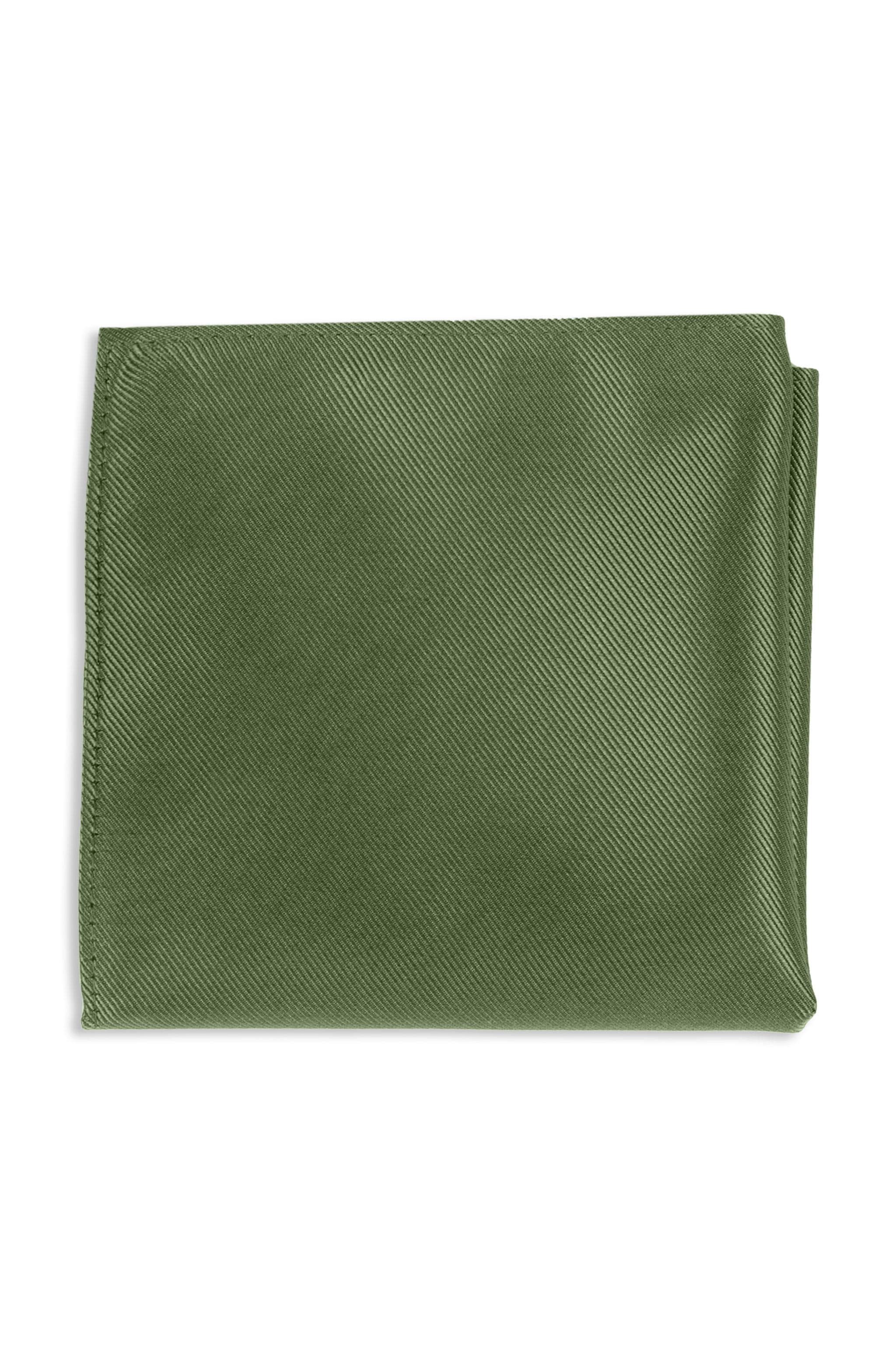 Olive Solid Pocket Square folded on white background