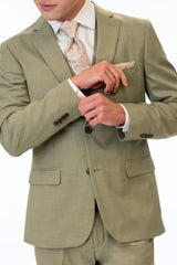 close up details of Sage Green Stretch Slim Fit Suit