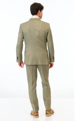 back view of man wearing Sage Green Stretch Slim Fit Suit 