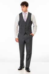 man wearing Steel Grey Sterling Slim Fit Suit pants and vest
