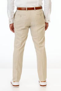 Back of Tan Stretch Slim Fit Suit Pants