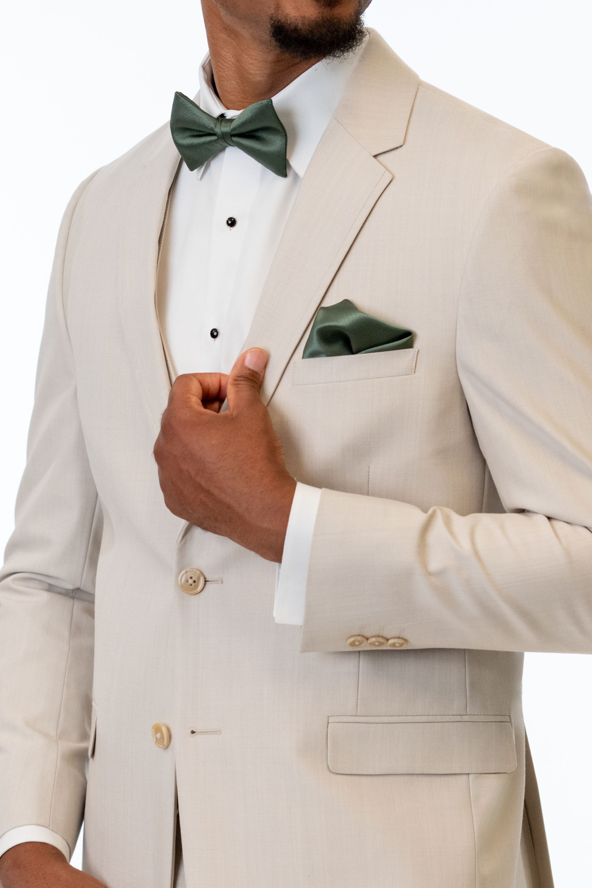 close up details of Tan Performance Stretch Slim Fit Suit