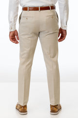 Back of Tan Performance Stretch Slim Fit Suit Pants
