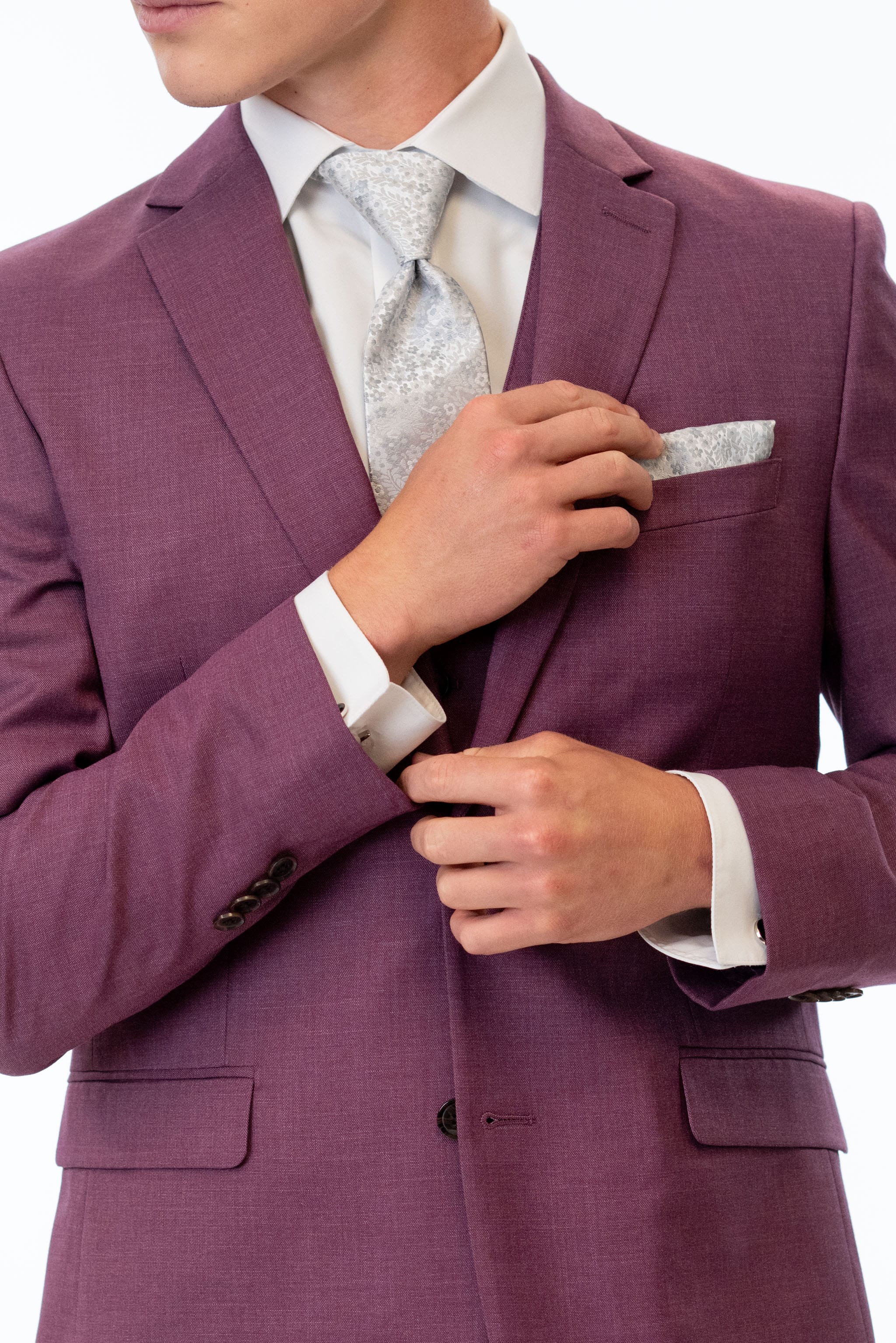 close up details of Violet Stretch Slim Fit Suit