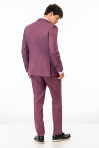 back view of man wearing Violet Stretch Slim Fit Suit 