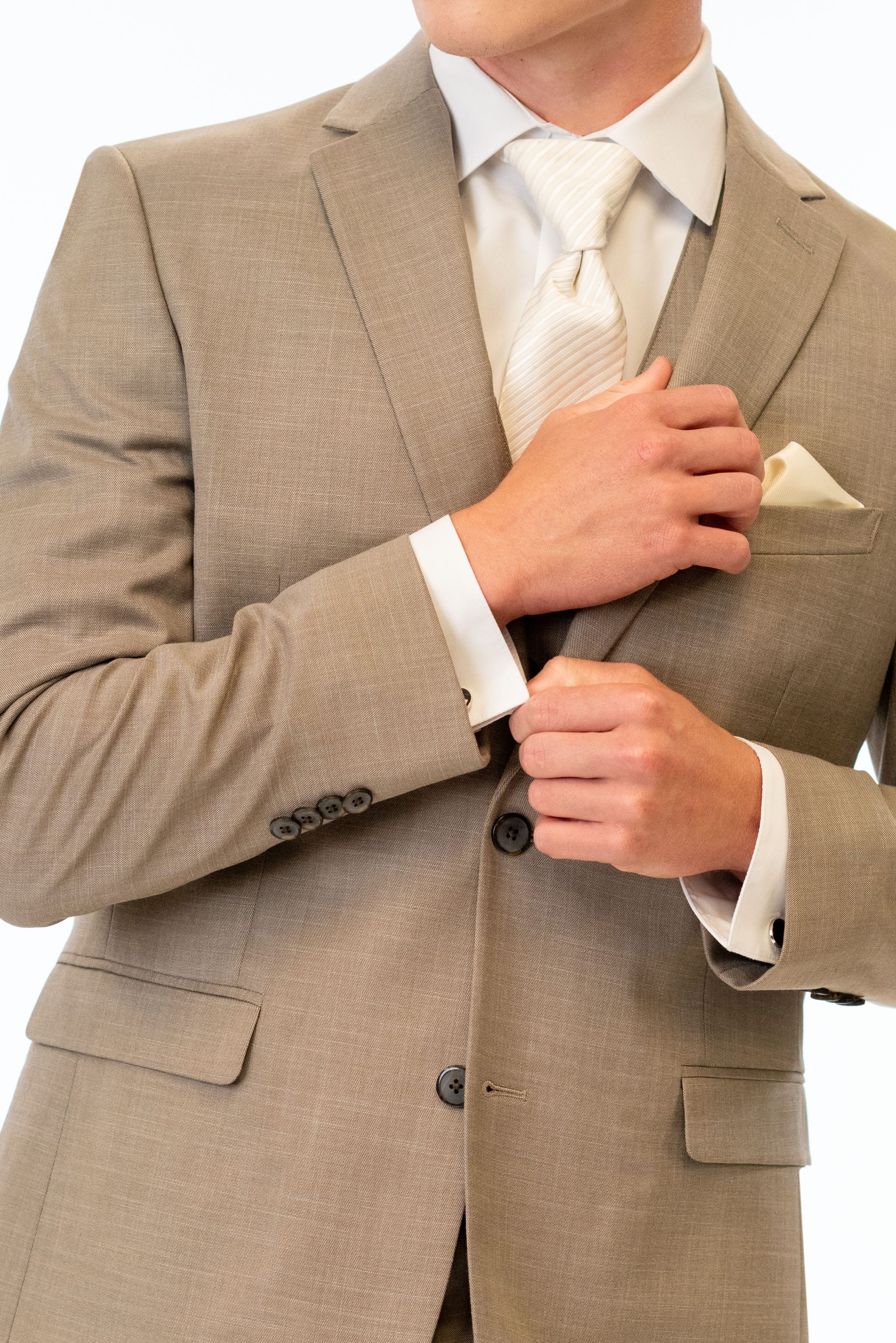 close up details of Wheat Stretch Slim Fit Suit