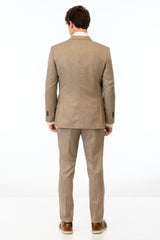 back view of man wearing Wheat Stretch Slim Fit Suit 
