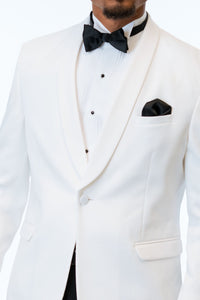 closeup image of the front of the Classic White Dinner Jacket
