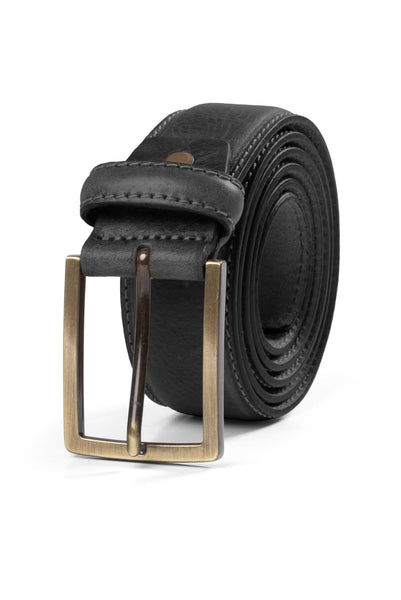 Grande Buckle Belt in Black Vangelo Men Classic Dress Belt Black Debossed - bravoshoe  main image 3