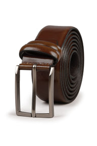 Alta Moda Dark Brown Glossy Italian Leather Belt